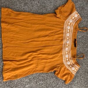 Mustard Yellow top with White embroidery